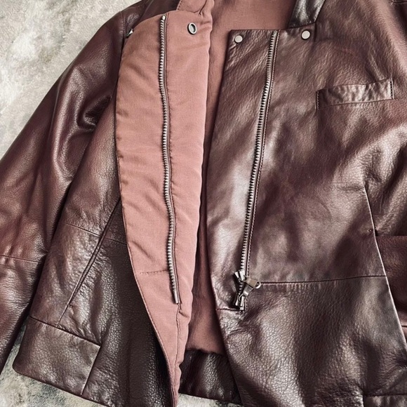 Brunello Cuccinelli Women’s Moto Brown Biker Leather Jacket size 40 ITALY - Picture 2 of 9